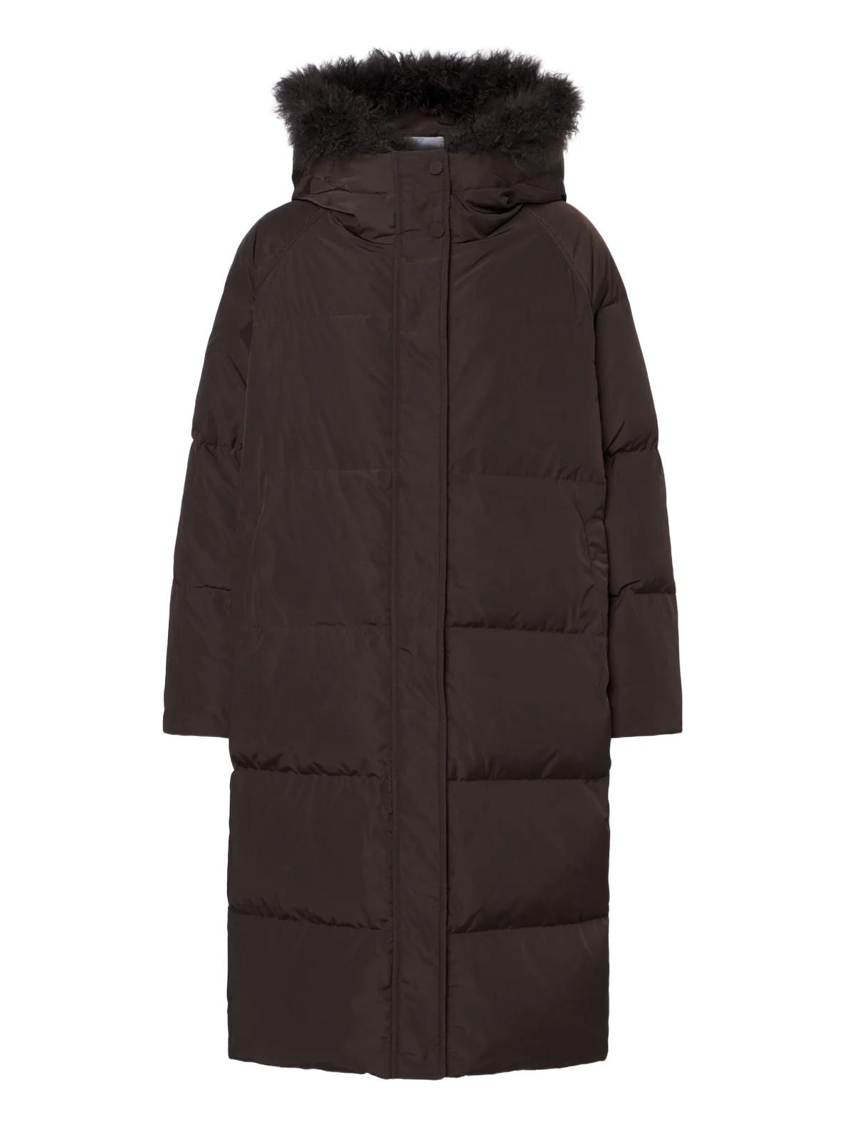 Shearling-trimmed down coat