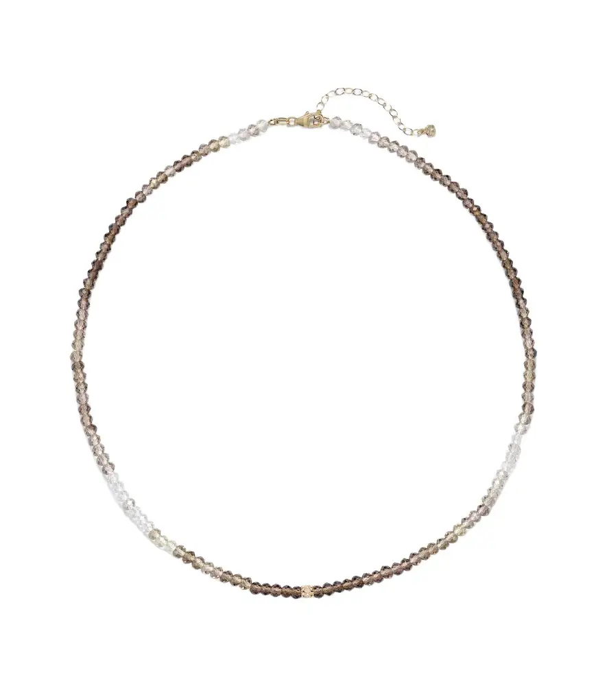 Sydney Evan 14kt white gold beaded necklace with labradorite and diamonds