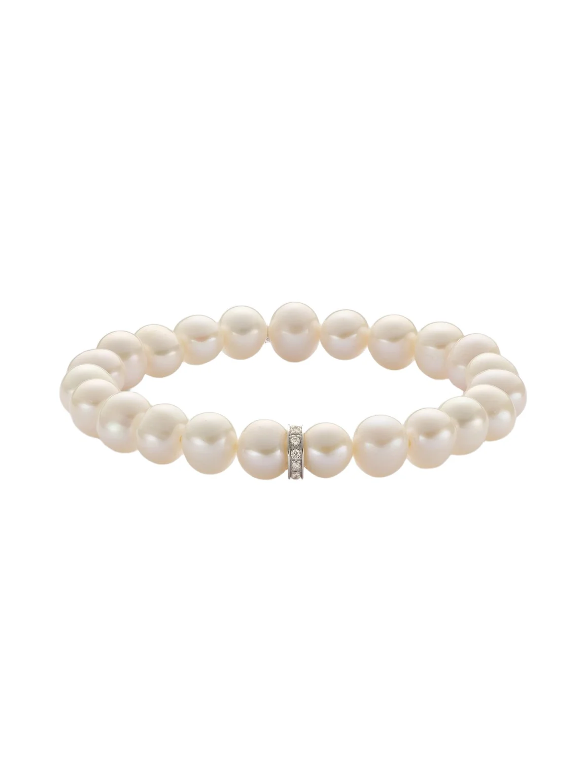 Sydney Evan 14kt white gold beaded bracelet with freshwater pearls and diamonds
