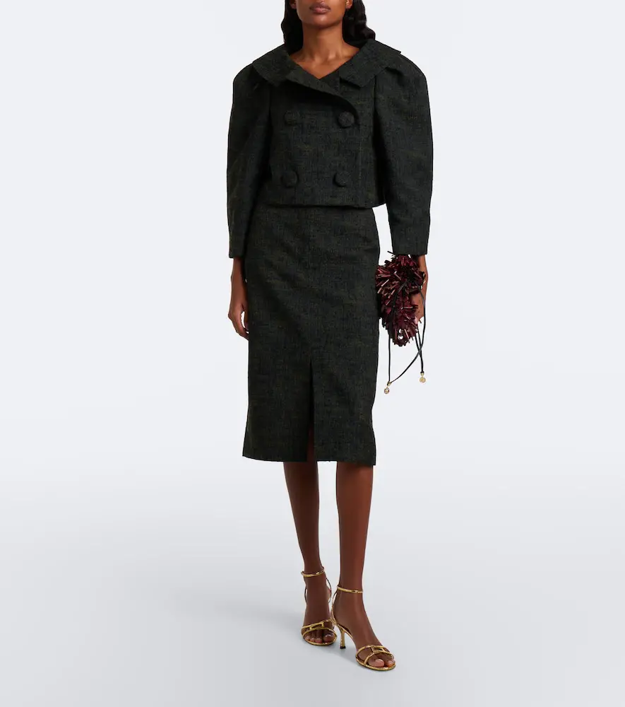 SHUSHU/TONG Tweed midi skirt | Thumbnail 6