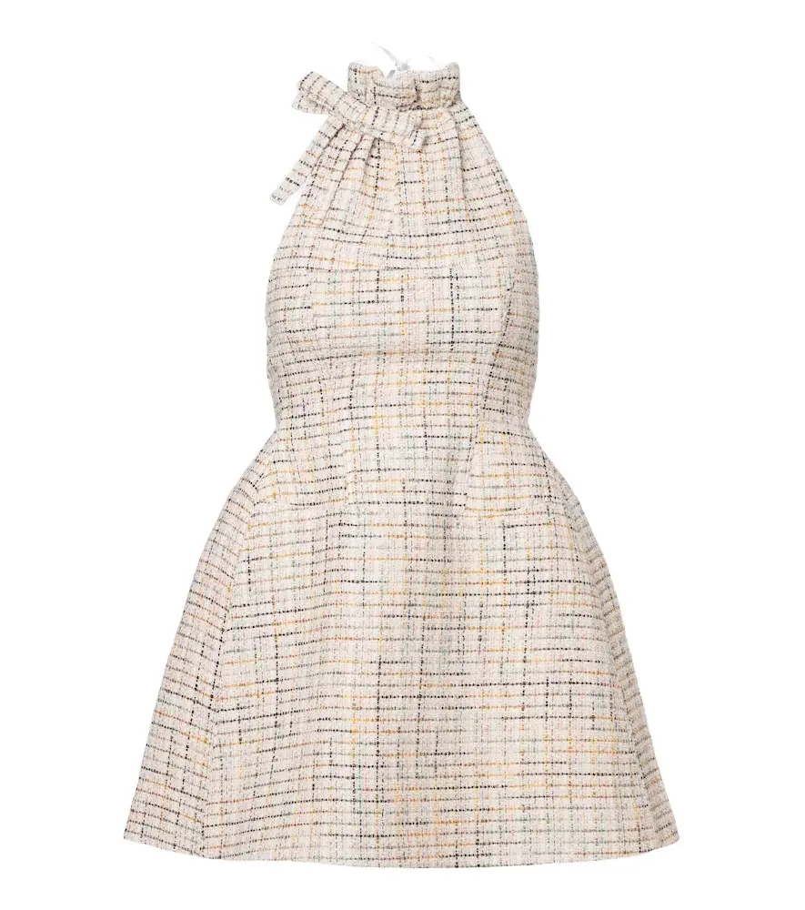 Halterneck cotton-blend tweed minidress Halterneck cotton-blend tweed minidress