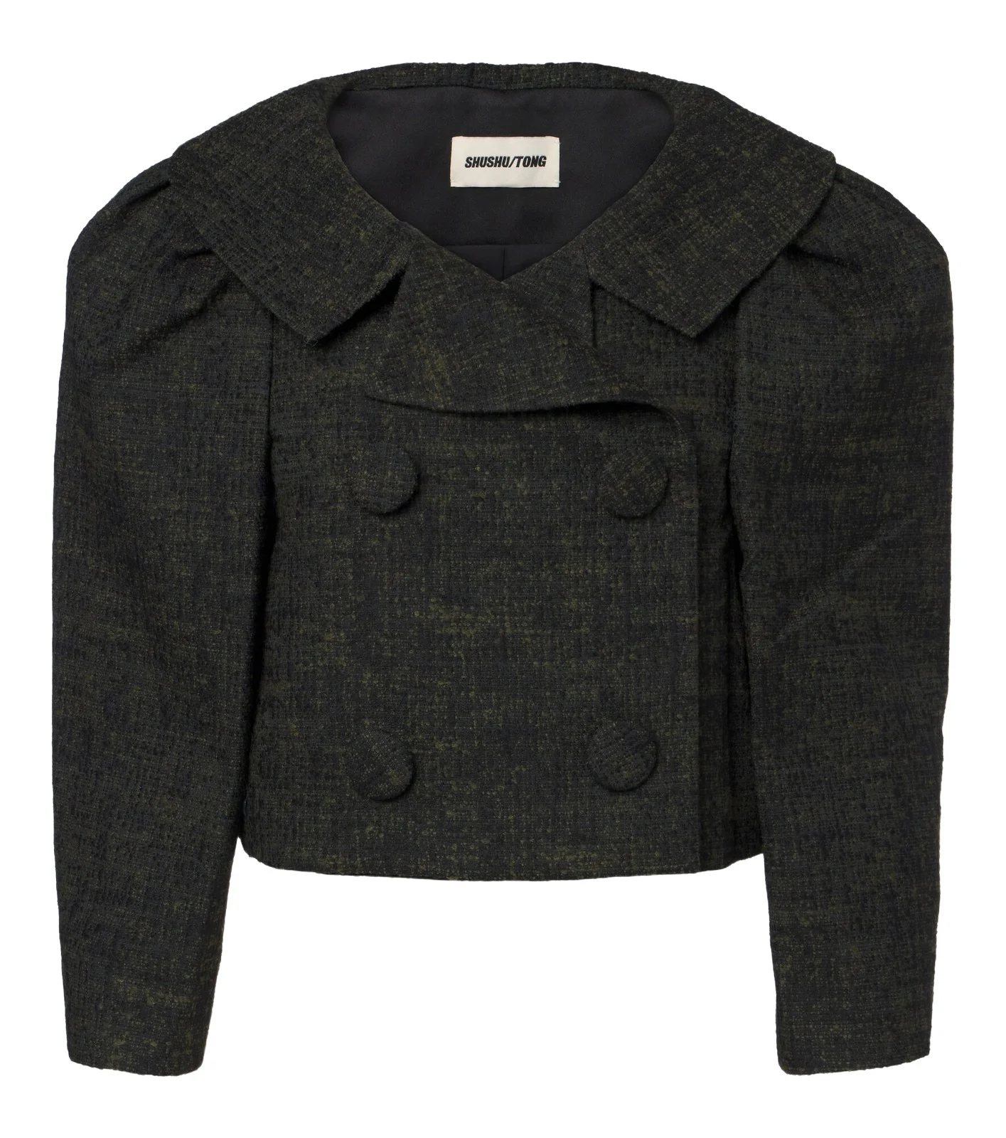 Cropped double-breasted tweed jacket