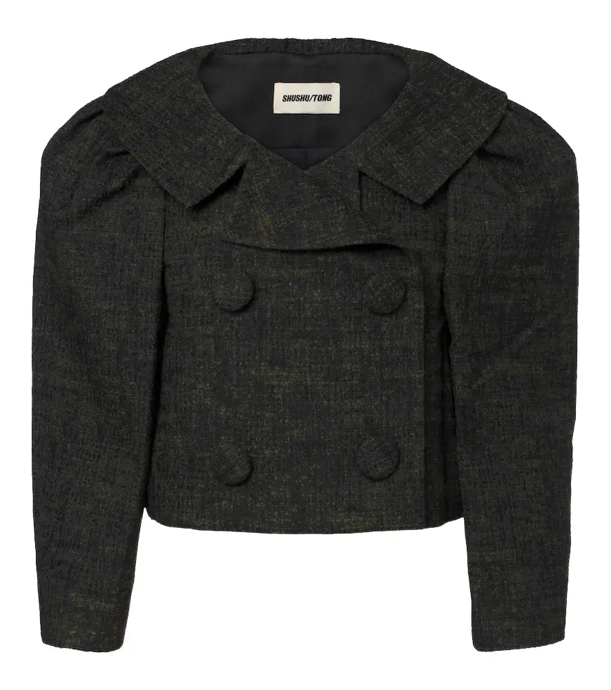 Cropped double-breasted tweed jacket Cropped double-breasted tweed jacket