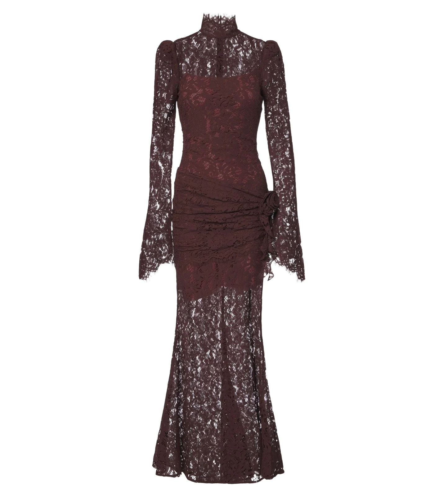DE LA VALI Bodita draped cotton-blend lace gown