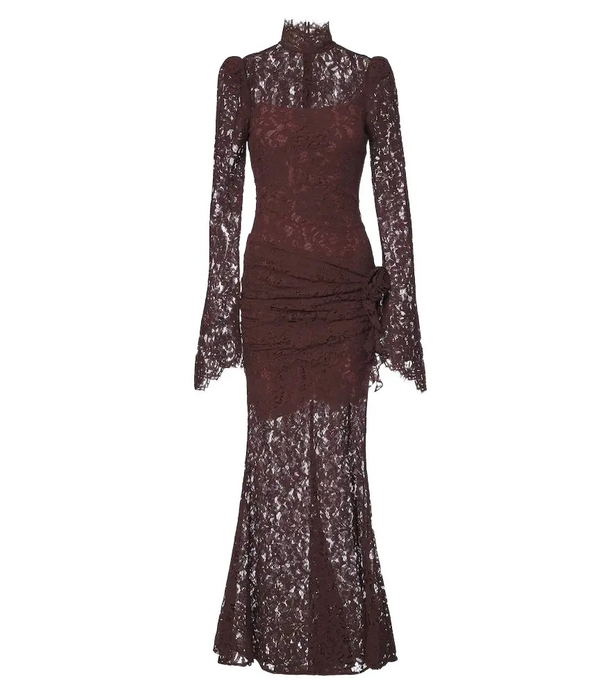 Bodita draped cotton-blend lace gown Bodita draped cotton-blend lace gown