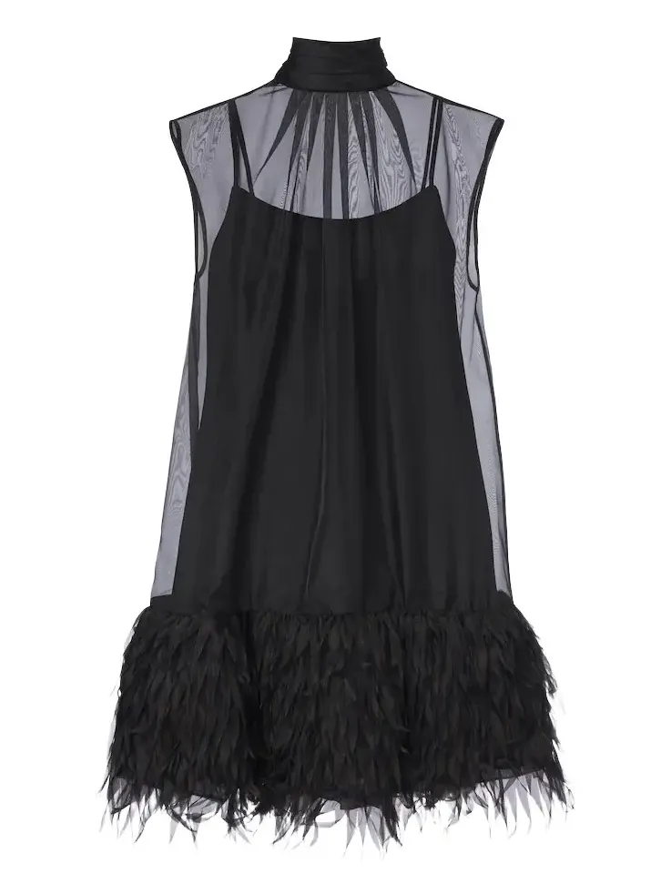 Shirya fringed organza minidress