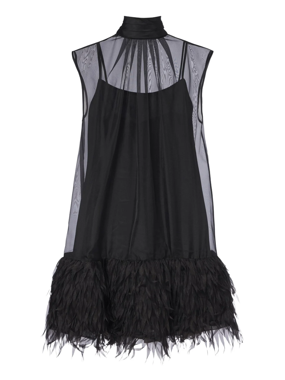 Shirya fringed organza minidress