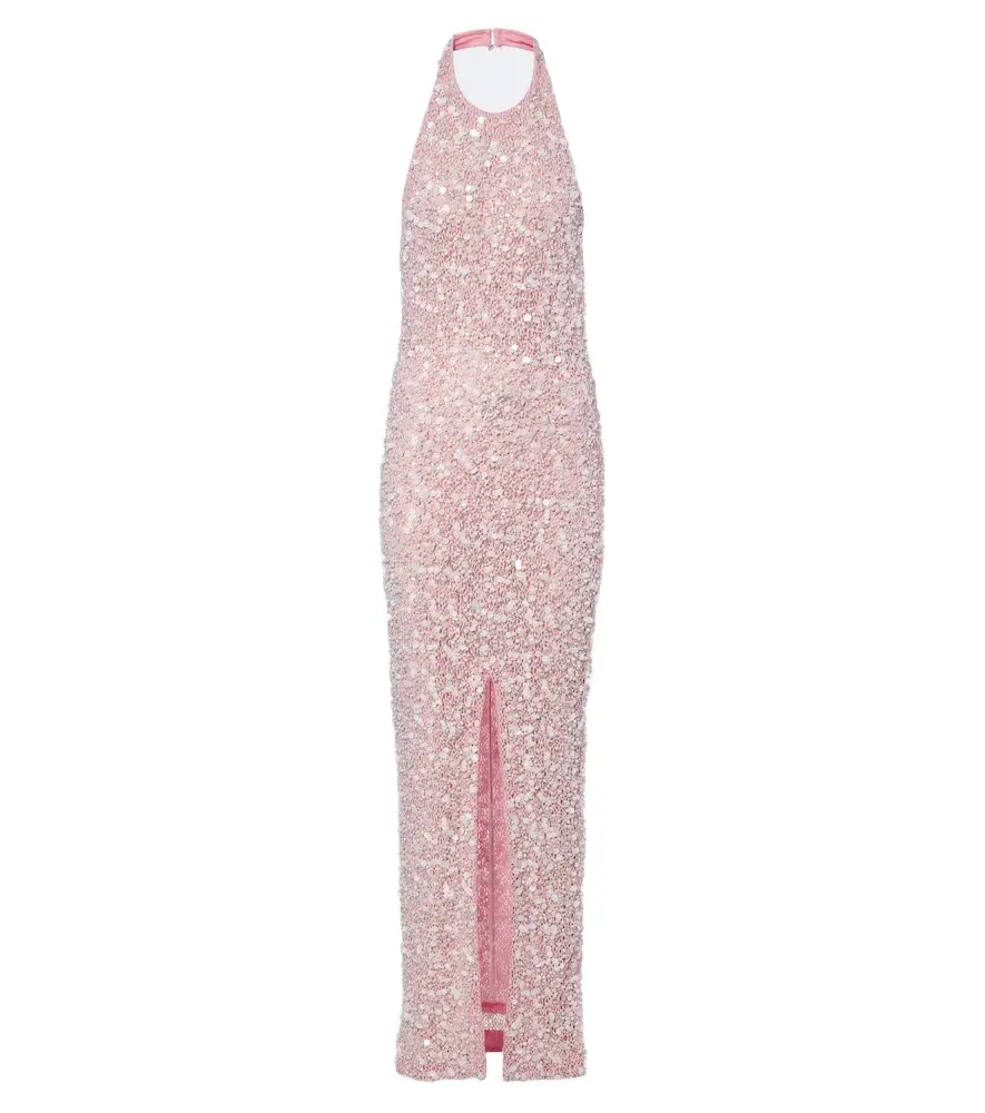 Là Fuori Isolde sequined halterneck gown