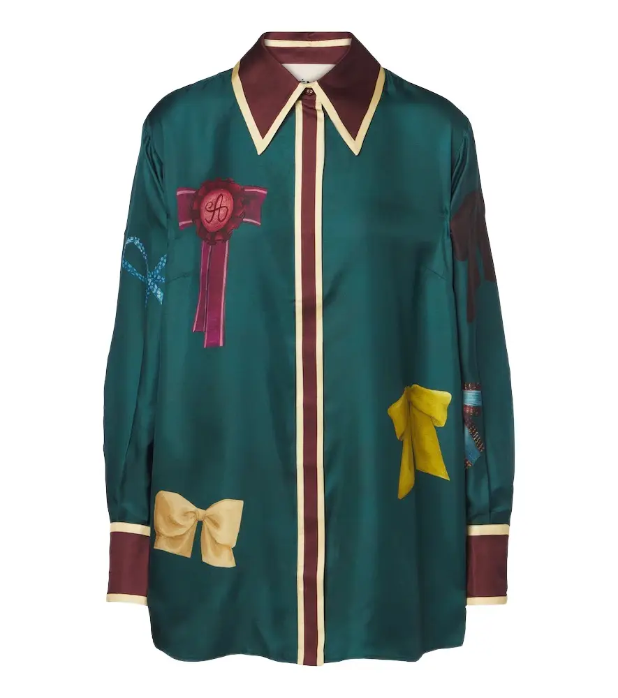 ALÉMAIS Alémais Rosette printed silk twill shirt