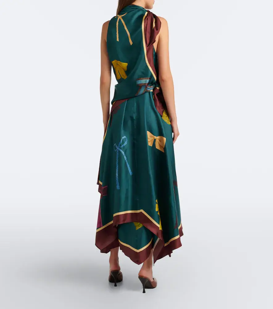 ALÉMAIS Alémais Rosette printed silk twill midi dress | Thumbnail 2