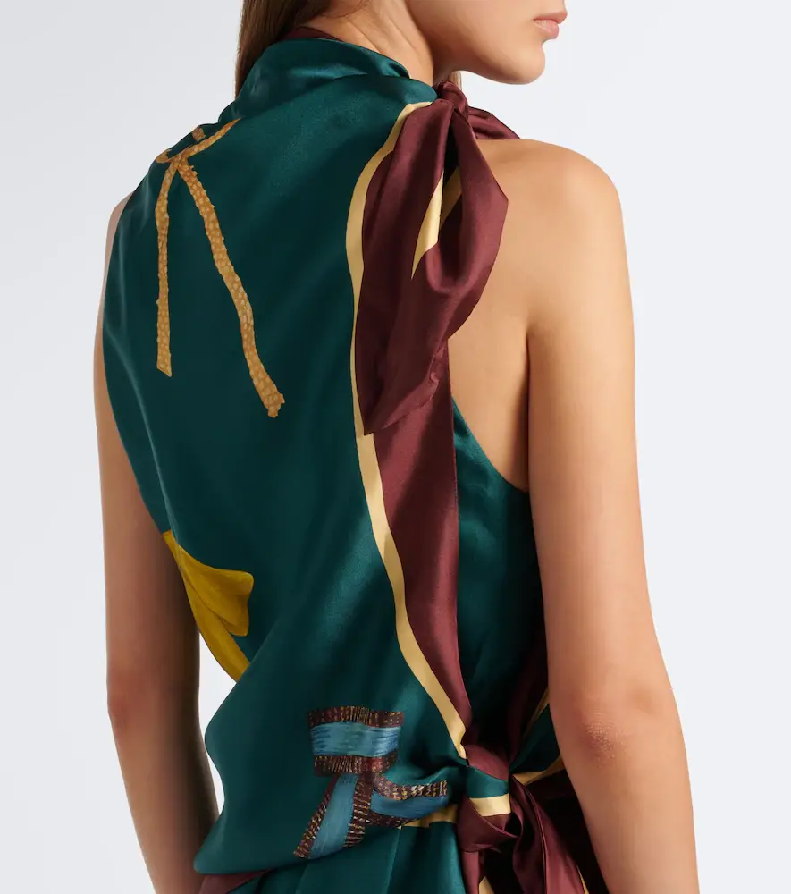 ALÉMAIS Alémais Rosette printed silk twill midi dress | Thumbnail 3