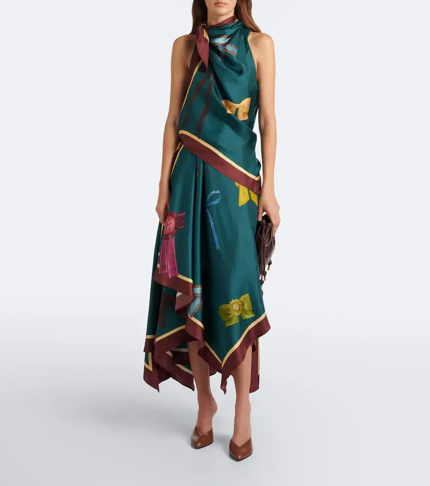 ALÉMAIS Alémais Rosette printed silk twill midi dress | Thumbnail 5
