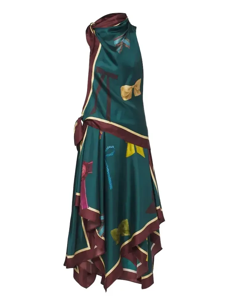 Alémais Rosette printed silk twill midi dress Alémais Rosette printed silk twill midi dress
