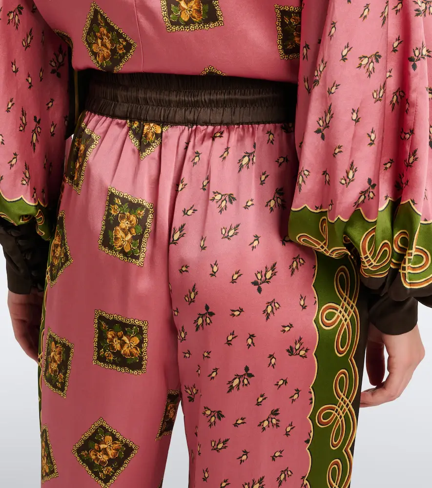 ALÉMAIS Alémais Lacey printed silk twill palazzo pants | Thumbnail 2
