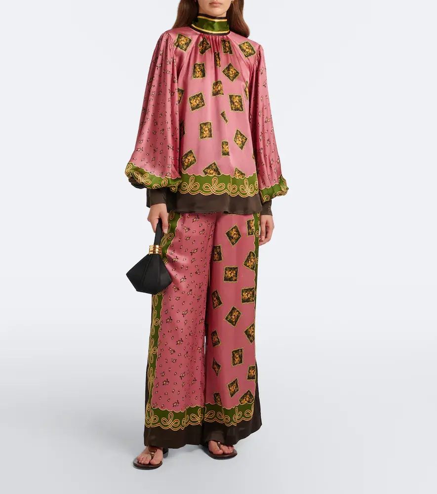 ALÉMAIS Alémais Lacey printed silk twill palazzo pants | Thumbnail 5