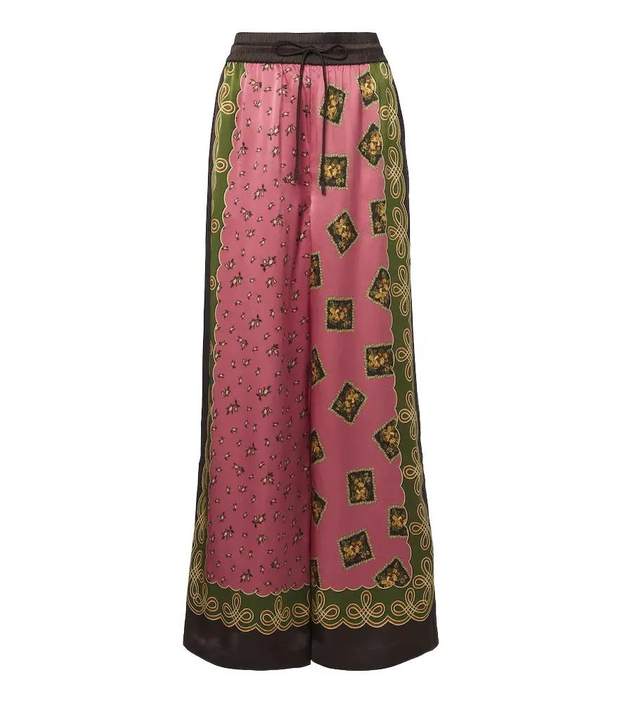 Alémais Lacey printed silk twill palazzo pants Alémais Lacey printed silk twill palazzo pants