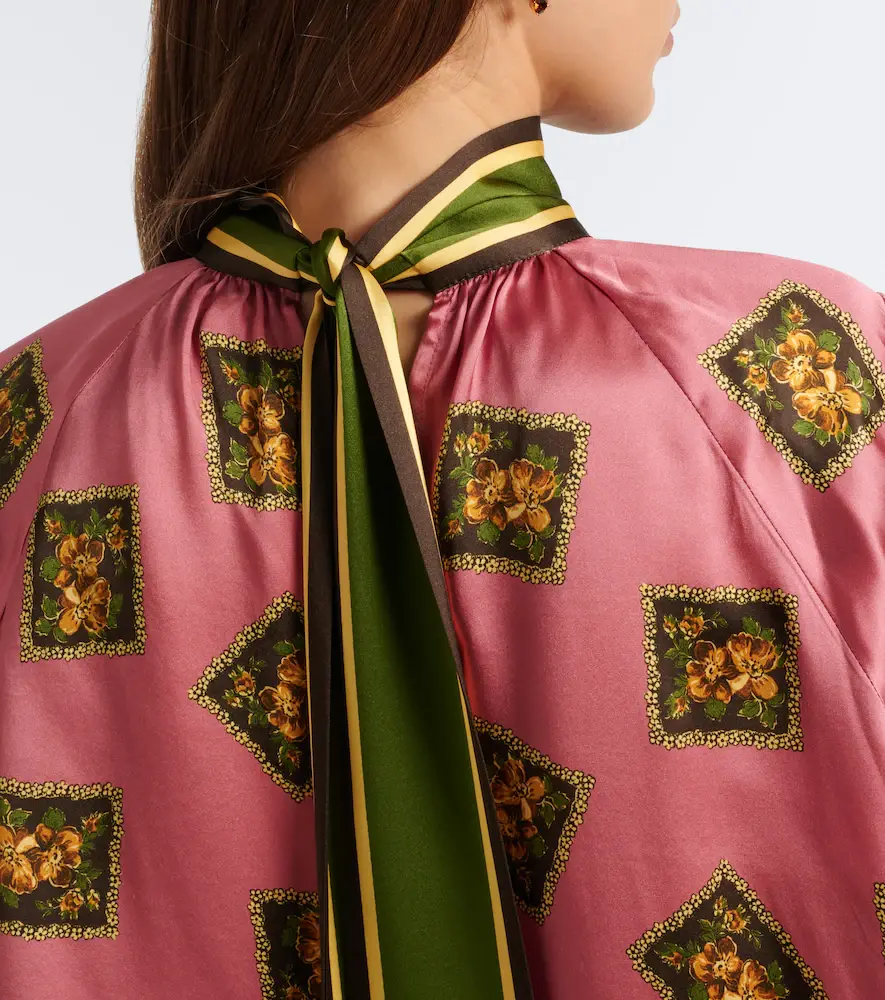 ALÉMAIS Alémais Lacey floral tie-neck silk satin blouse | Thumbnail 6 ALÉMAIS Alémais Lacey floral tie-neck silk satin blouse | Thumbnail 6