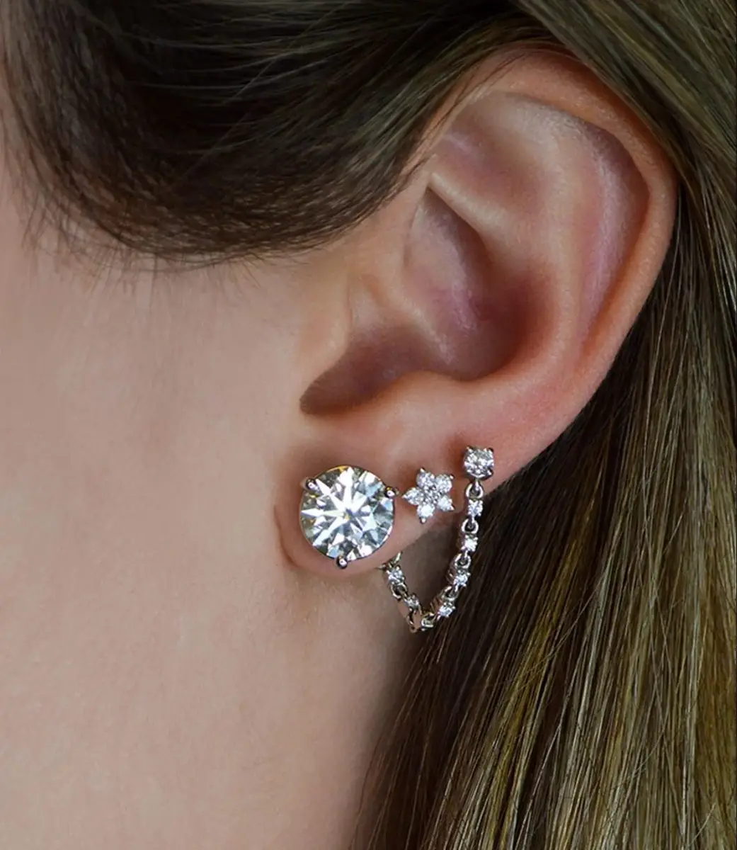 Wish Fine Jewelry 0.48ct Diamond 14K Gold Draped Chain Earrings | Thumbnail 2 Wish Fine Jewelry 0.48ct Diamond 14K Gold Draped Chain Earrings | Thumbnail 2