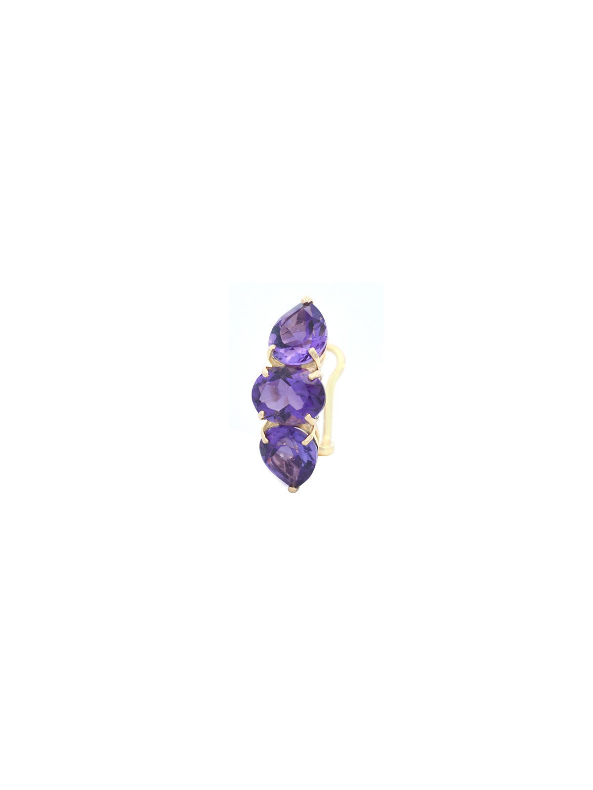 Amethyst 18K Gold Three Stones Ear Cuff Amethyst 18K Gold Three Stones Ear Cuff