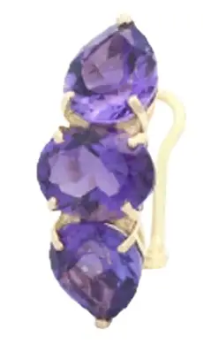Wish Fine Jewelry Amethyst 18K Gold Three Stones Ear Cuff