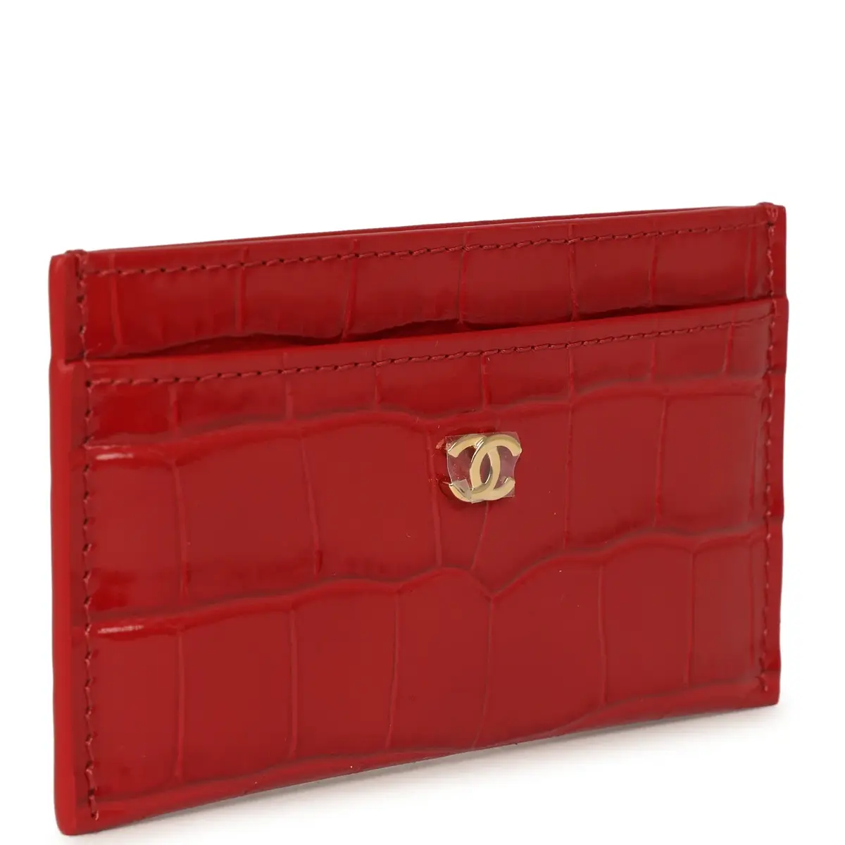 Chanel Chanel CC Card Holder Wallet Dark Red Croc Embossed Calfskin Gold Hardware | Thumbnail 2 Chanel Chanel CC Card Holder Wallet Dark Red Croc Embossed Calfskin Gold Hardware | Thumbnail 2