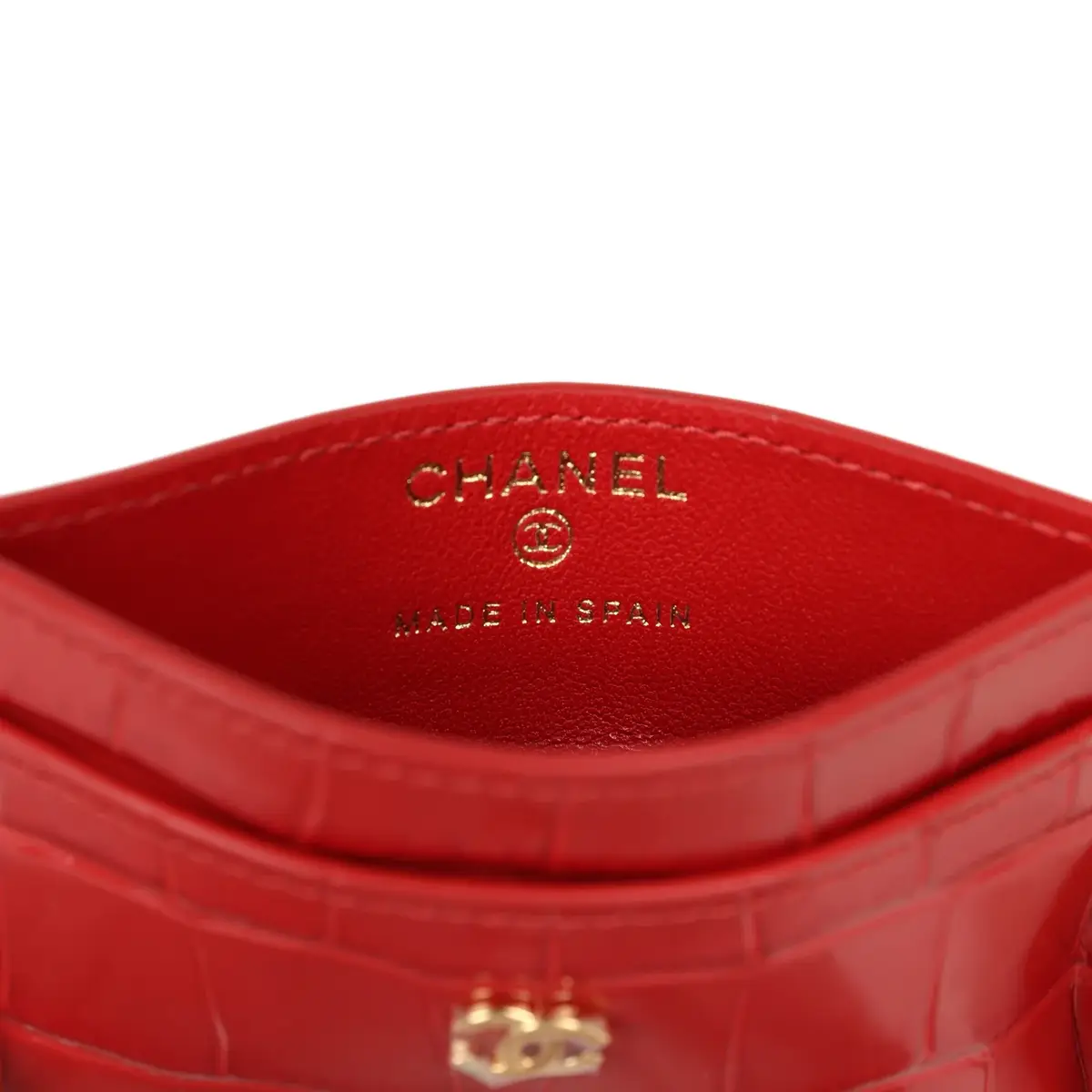 Chanel Chanel CC Card Holder Wallet Dark Red Croc Embossed Calfskin Gold Hardware | Thumbnail 7 Chanel Chanel CC Card Holder Wallet Dark Red Croc Embossed Calfskin Gold Hardware | Thumbnail 7