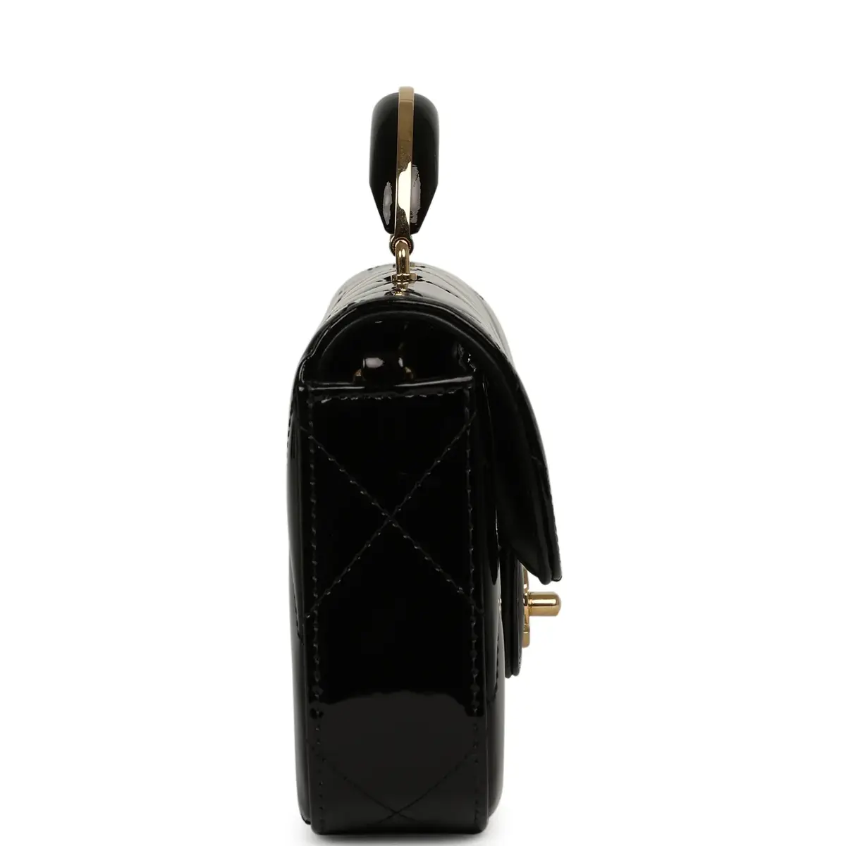 Chanel Chanel Large Top Handle Long Flap Bag with Chain Black Mirror Calfskin Gold Hardware | Thumbnail 3 Chanel Chanel Large Top Handle Long Flap Bag with Chain Black Mirror Calfskin Gold Hardware | Thumbnail 3