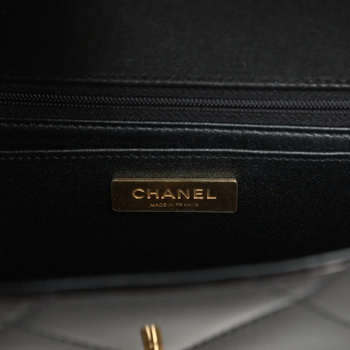 Chanel Chanel Large Top Handle Long Flap Bag with Chain Black Mirror Calfskin Gold Hardware | Thumbnail 7 Chanel Chanel Large Top Handle Long Flap Bag with Chain Black Mirror Calfskin Gold Hardware | Thumbnail 7