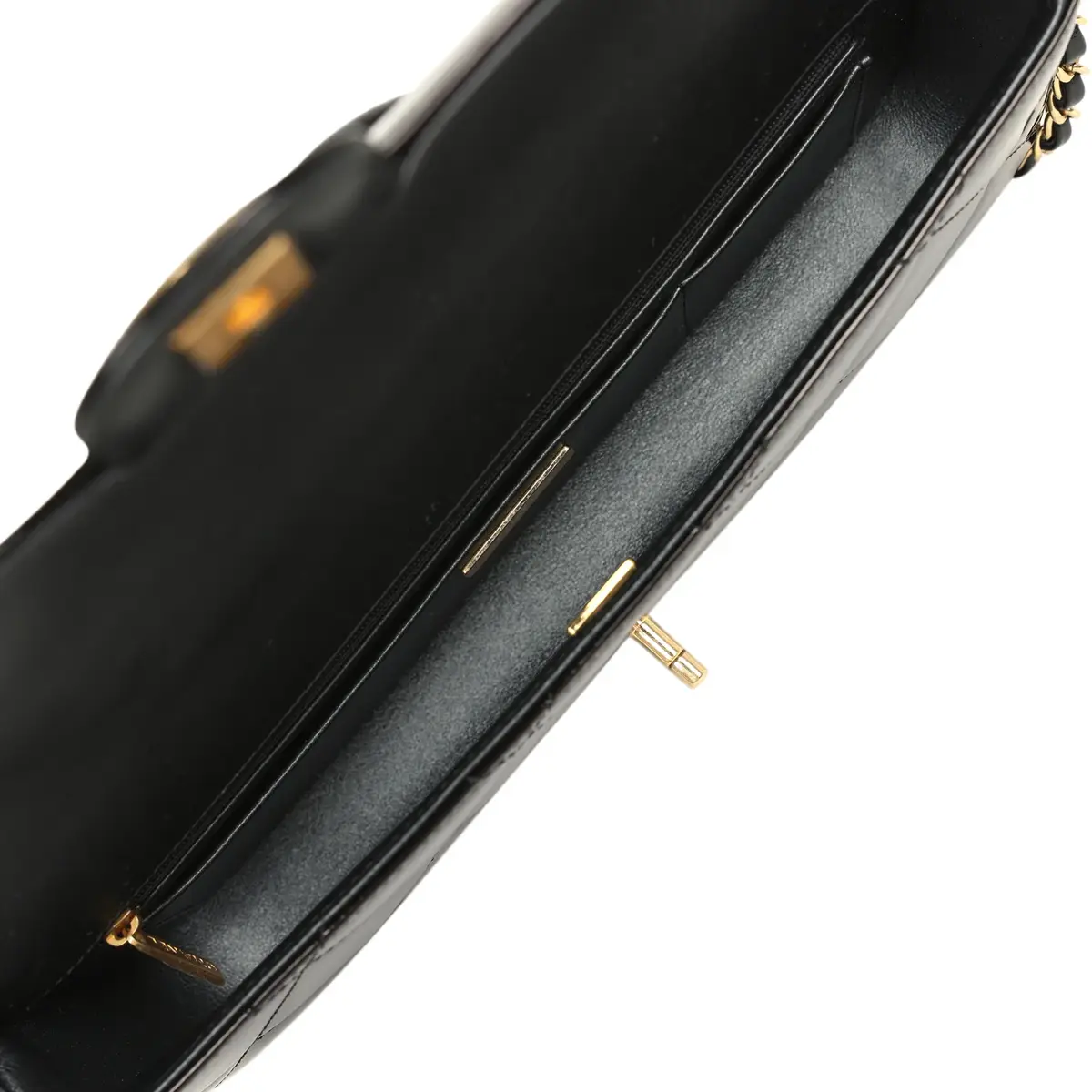 Chanel Chanel Large Top Handle Long Flap Bag with Chain Black Mirror Calfskin Gold Hardware | Thumbnail 9 Chanel Chanel Large Top Handle Long Flap Bag with Chain Black Mirror Calfskin Gold Hardware | Thumbnail 9
