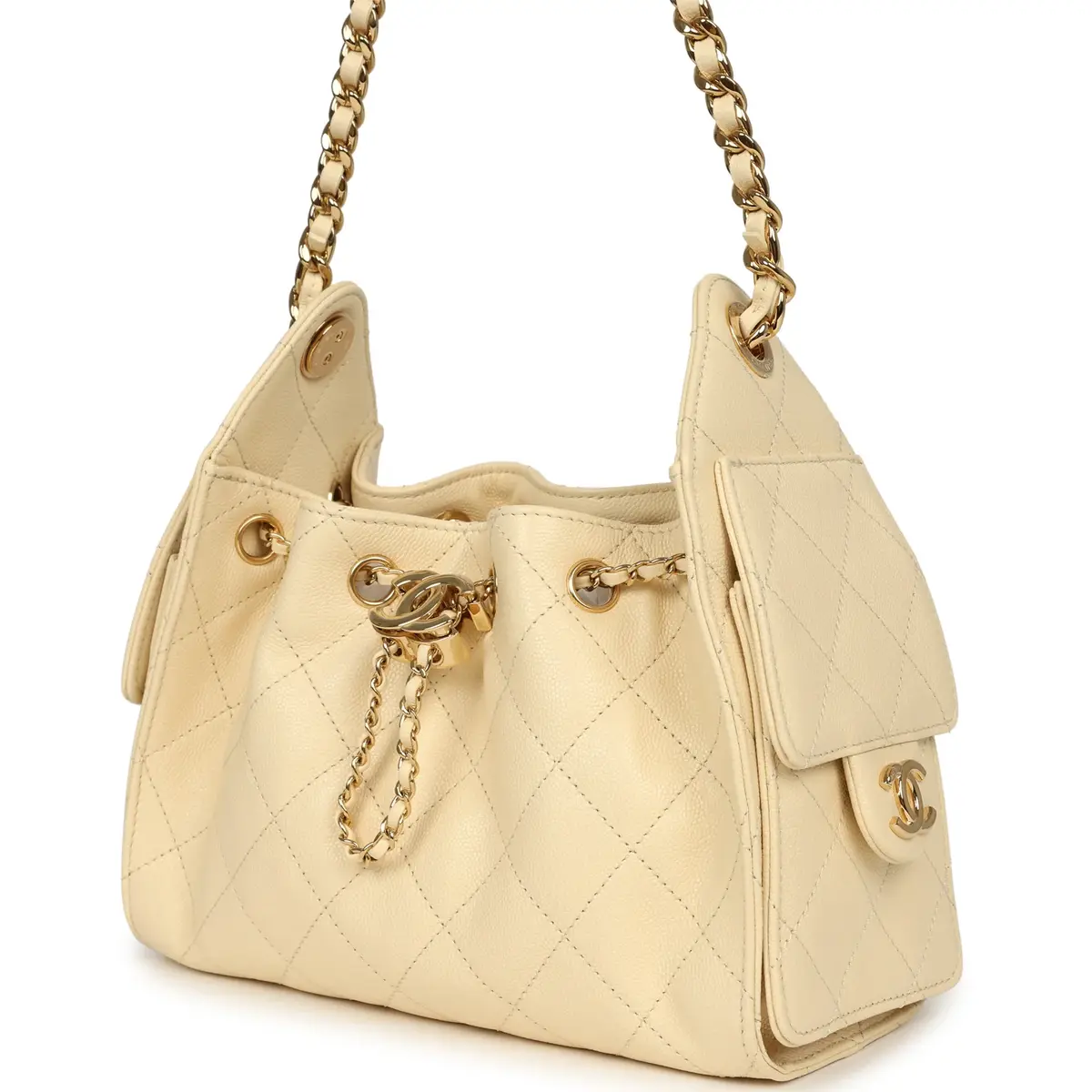 Chanel Chanel Mini 25 Hobo Bag Ecru Caviar Gold Hardware | Thumbnail 5 Chanel Chanel Mini 25 Hobo Bag Ecru Caviar Gold Hardware | Thumbnail 5