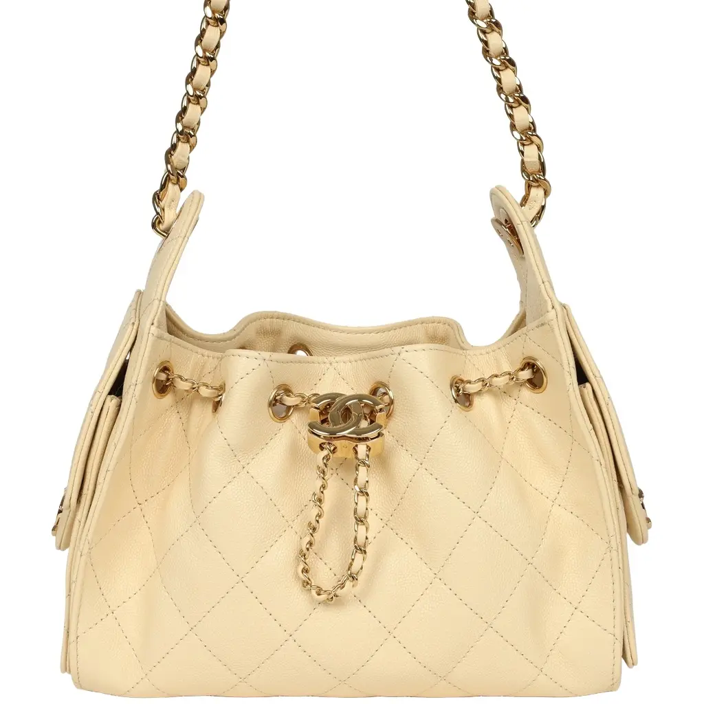 Chanel Chanel Mini 25 Hobo Bag Ecru Caviar Gold Hardware
