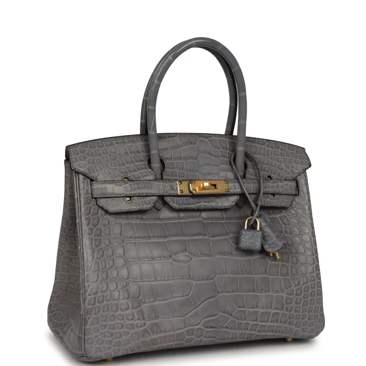 HERMÈS Hermes Birkin 30 Gris Paris Matte Alligator Gold Hardware | Thumbnail 2