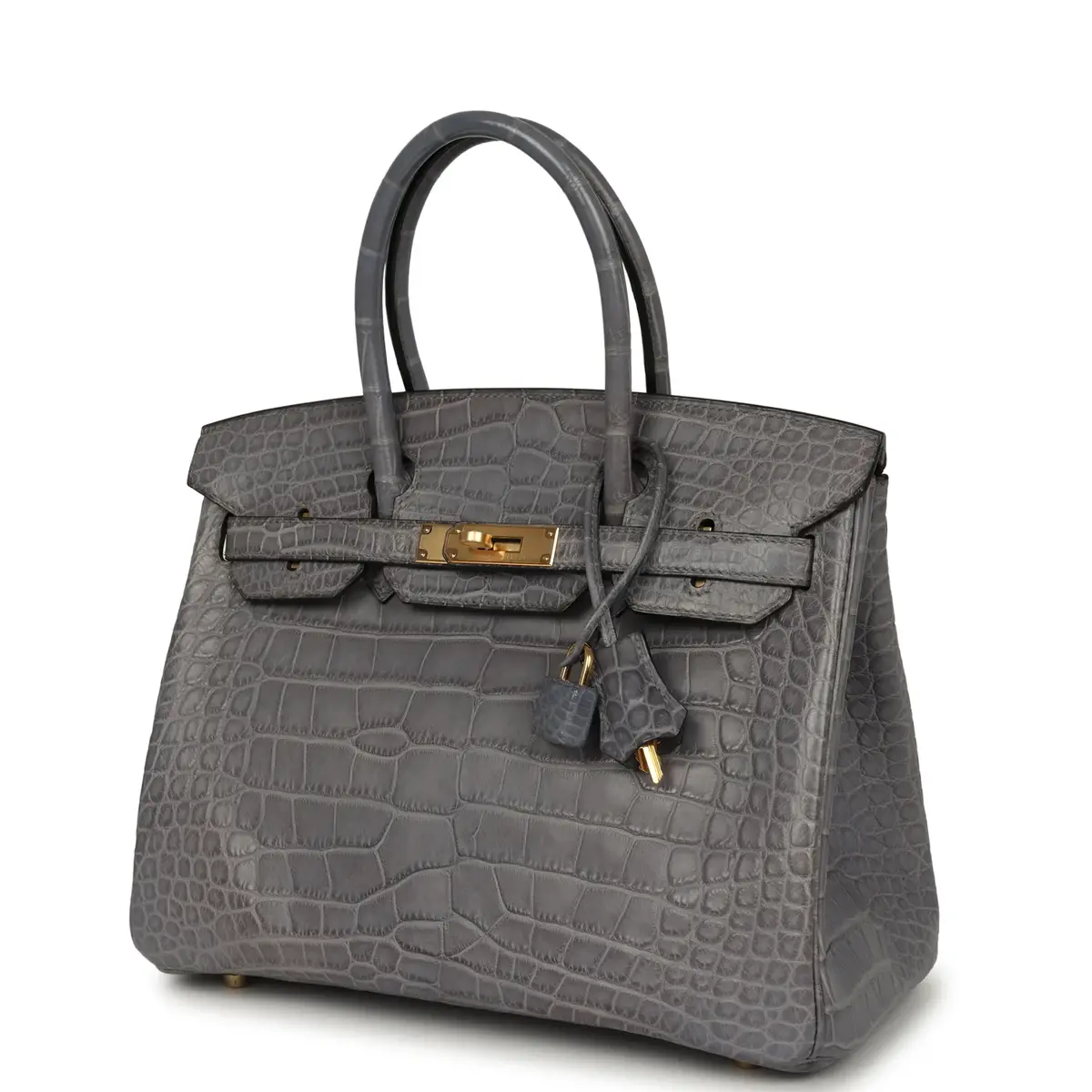 HERMÈS Hermes Birkin 30 Gris Paris Matte Alligator Gold Hardware | Thumbnail 5