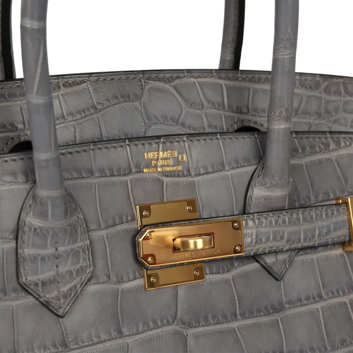 HERMÈS Hermes Birkin 30 Gris Paris Matte Alligator Gold Hardware | Thumbnail 7