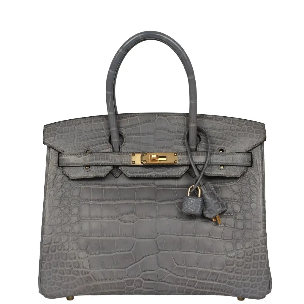 Hermes Birkin 30 Gris Paris Matte Alligator Gold Hardware Hermes Birkin 30 Gris Paris Matte Alligator Gold Hardware