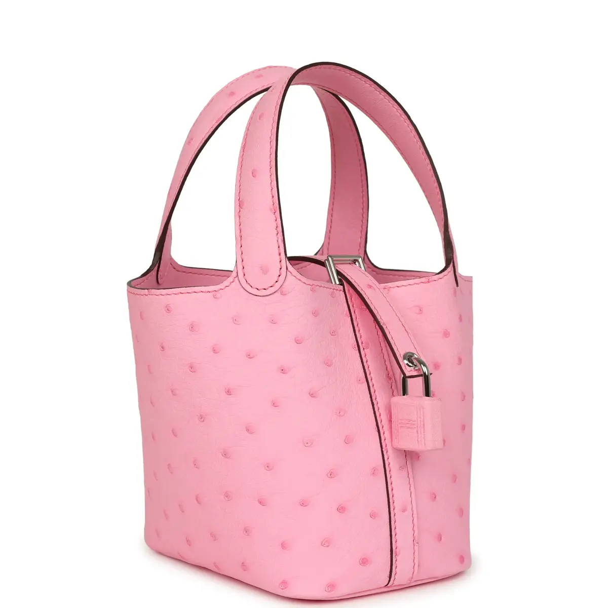 HERMÈS Hermes Micro Picotin Lock 14 Bubblegum Ostrich Boreal Palladium Hardware | Thumbnail 2 HERMÈS Hermes Micro Picotin Lock 14 Bubblegum Ostrich Boreal Palladium Hardware | Thumbnail 2