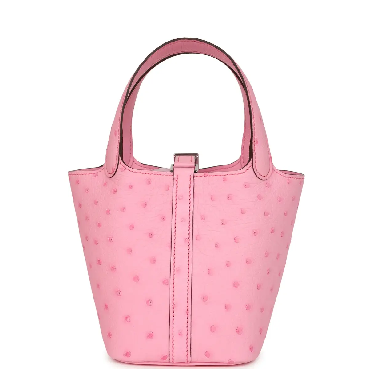 HERMÈS Hermes Micro Picotin Lock 14 Bubblegum Ostrich Boreal Palladium Hardware | Thumbnail 4 HERMÈS Hermes Micro Picotin Lock 14 Bubblegum Ostrich Boreal Palladium Hardware | Thumbnail 4