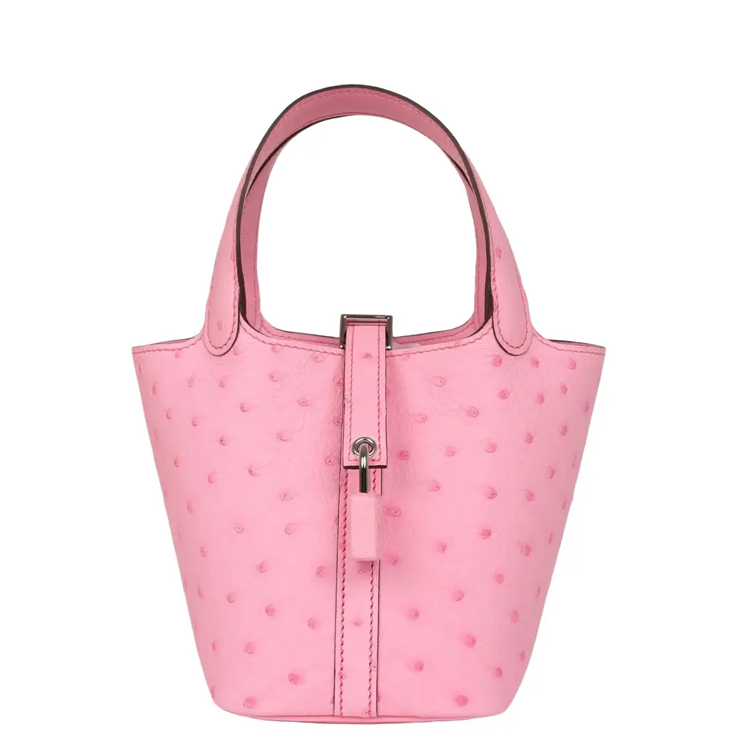 Hermes Micro Picotin Lock 14 Bubblegum Ostrich Boreal Palladium Hardware Hermes Micro Picotin Lock 14 Bubblegum Ostrich Boreal Palladium Hardware