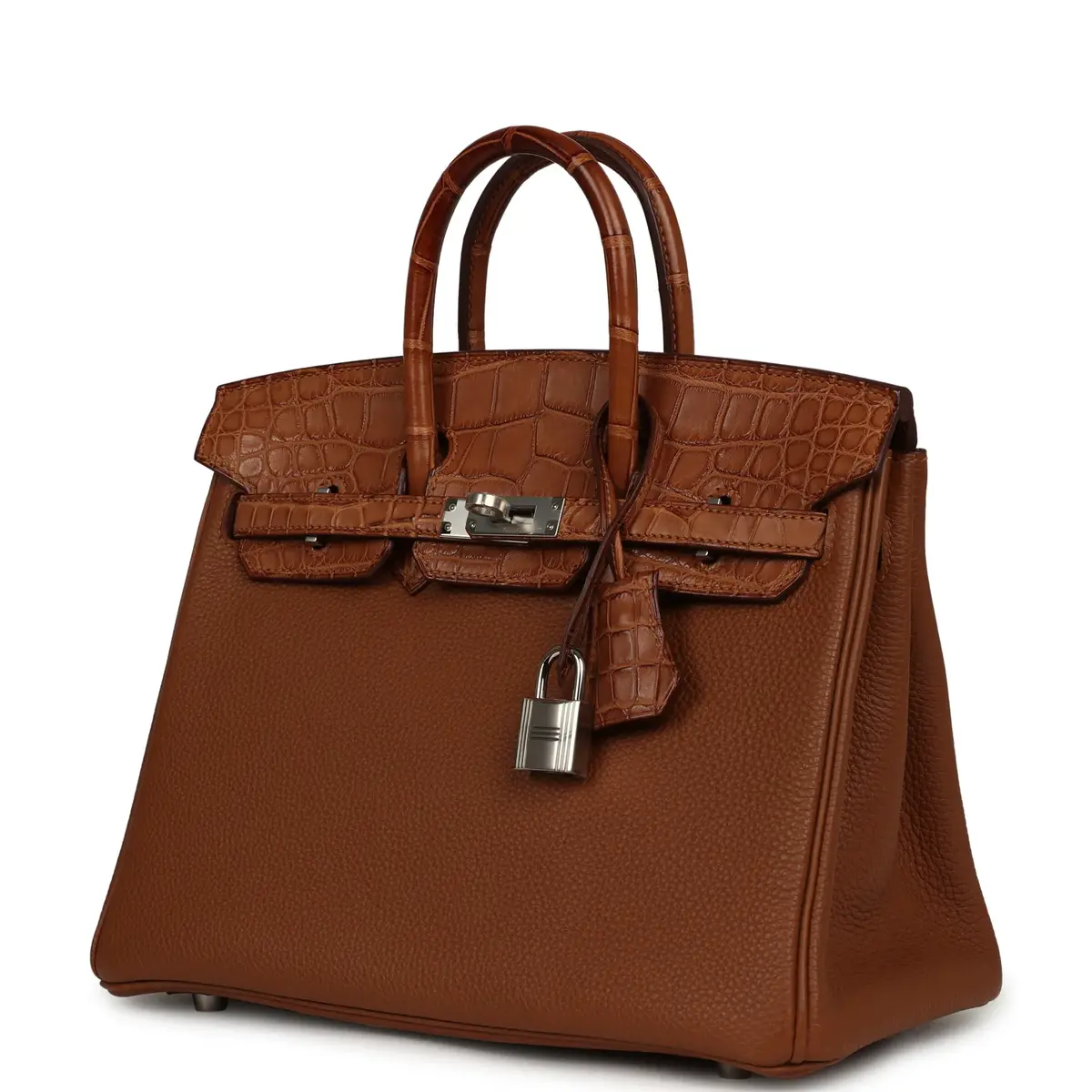 HERMÈS Pre-owned Hermes Birkin 25 Gold Togo, Matte Alligator Touch Palladium Hardware | Thumbnail 5