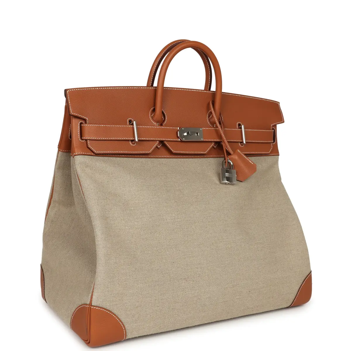 HERMÈS Pre-owned Hermes Birkin HAC 50 Gold Evercolor, Toile De Camp Palladium Hardware | Thumbnail 2