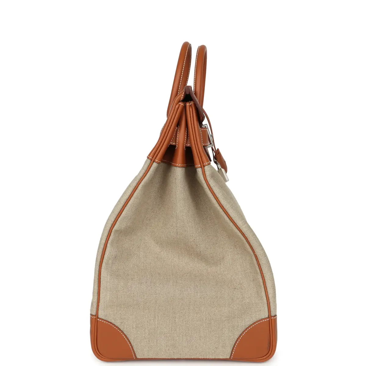 HERMÈS Pre-owned Hermes Birkin HAC 50 Gold Evercolor, Toile De Camp Palladium Hardware | Thumbnail 3