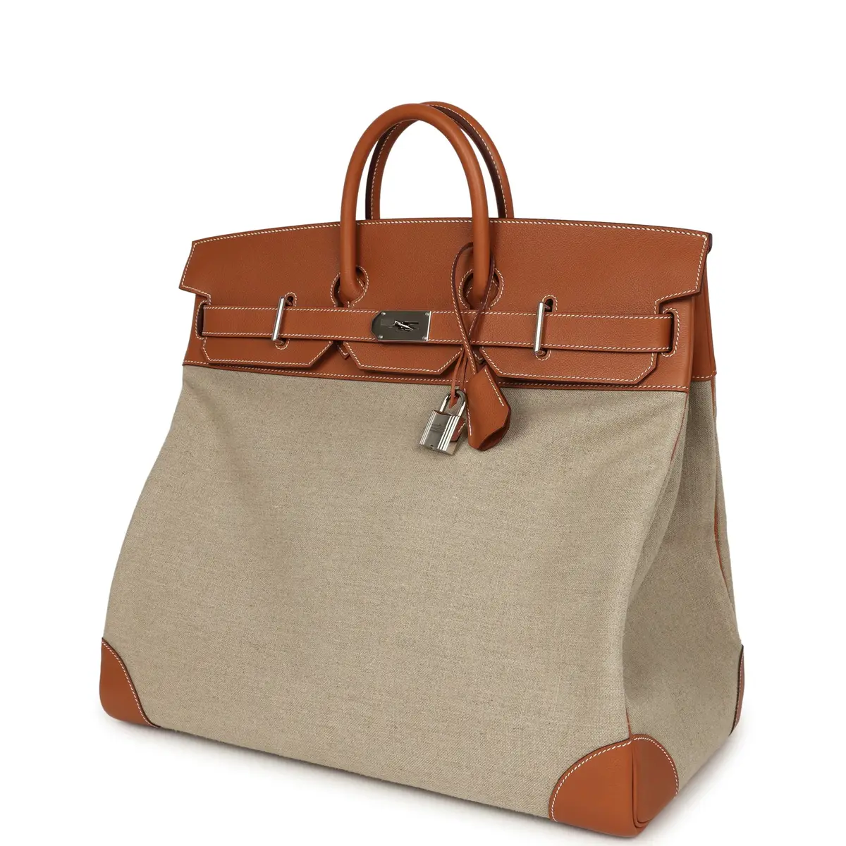 HERMÈS Pre-owned Hermes Birkin HAC 50 Gold Evercolor, Toile De Camp Palladium Hardware | Thumbnail 5