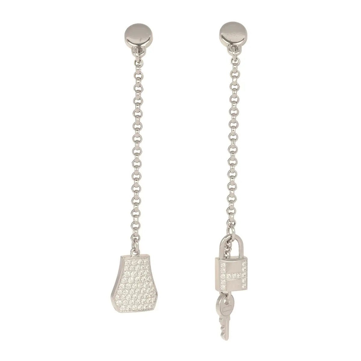 Pre-owned Hermes Kelly Clochette Earrings Diamonds Pre-owned Hermes Kelly Clochette Earrings Diamonds