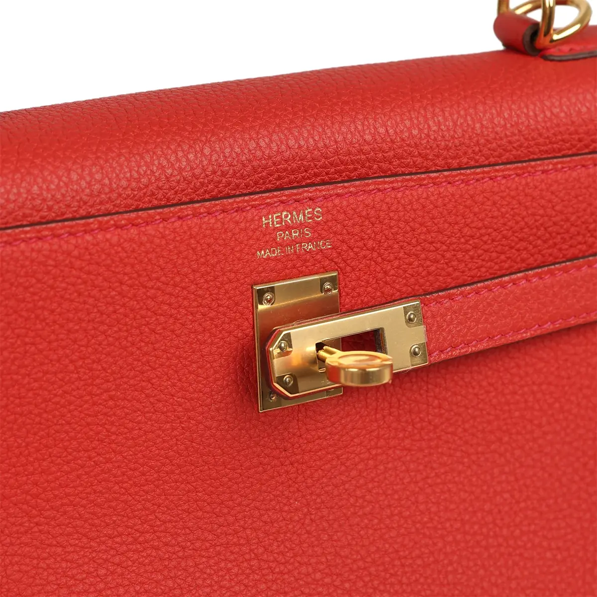 HERMÈS Pre-owned Hermes Kelly Retourne 25 Vermillion Togo Gold Hardware | Thumbnail 7