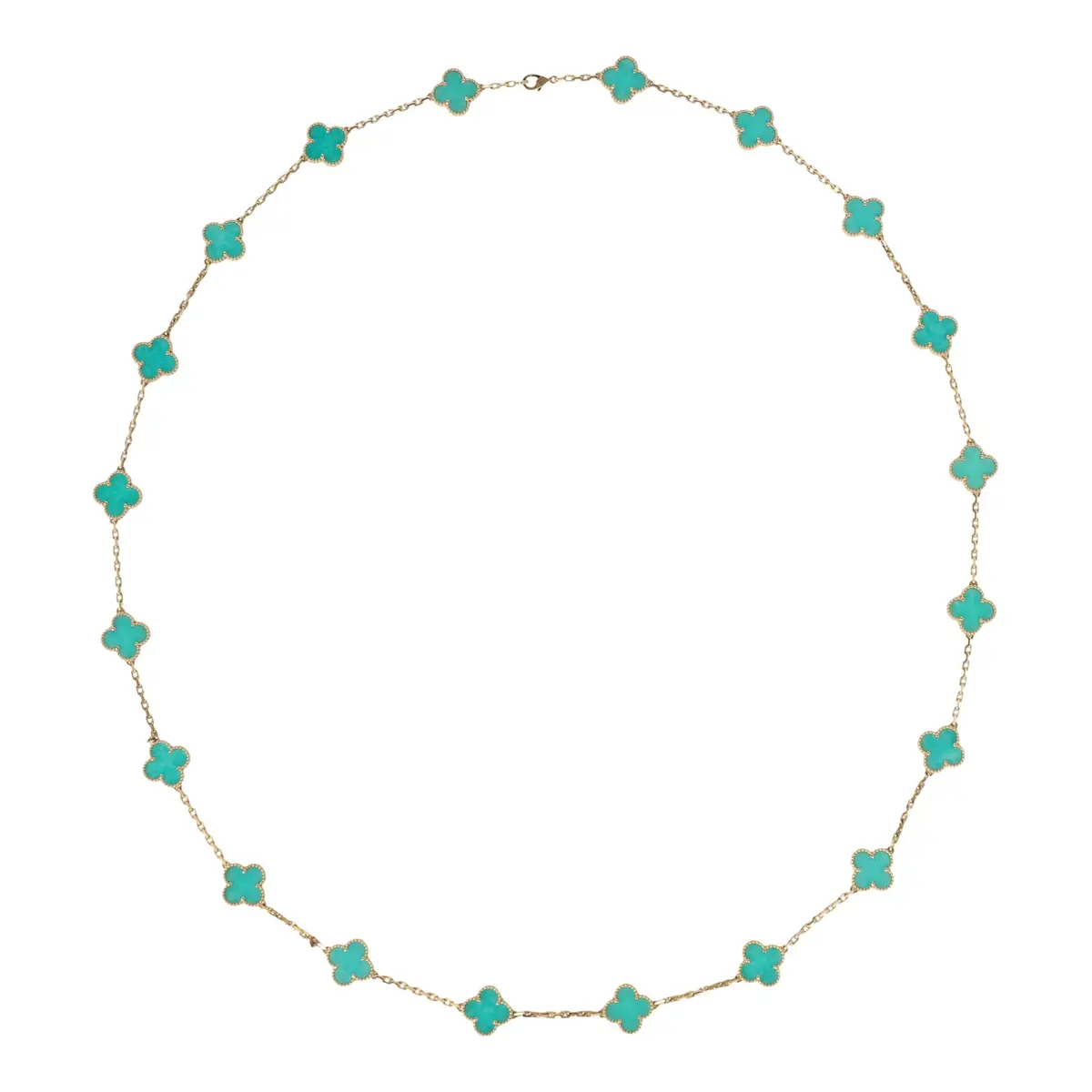 Van Cleef & Arpels Van Cleef & Arpels Vintage Alhambra 20 Motif Long Necklace Amazonite 18K Yellow Gold | Thumbnail 2