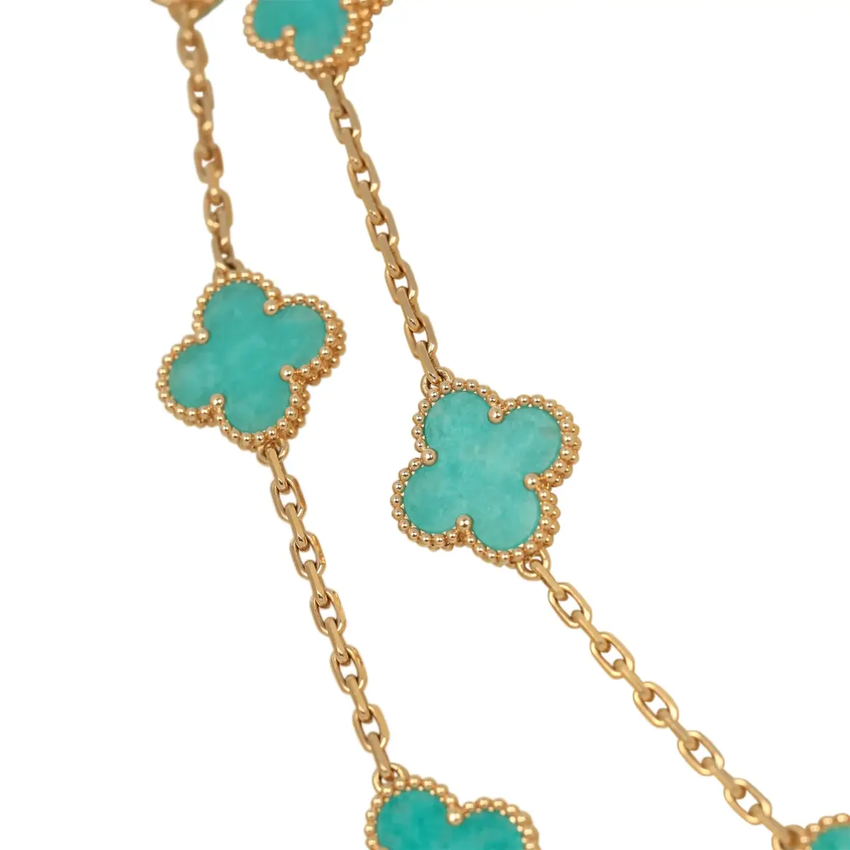 Van Cleef & Arpels Van Cleef & Arpels Vintage Alhambra 20 Motif Long Necklace Amazonite 18K Yellow Gold | Thumbnail 3