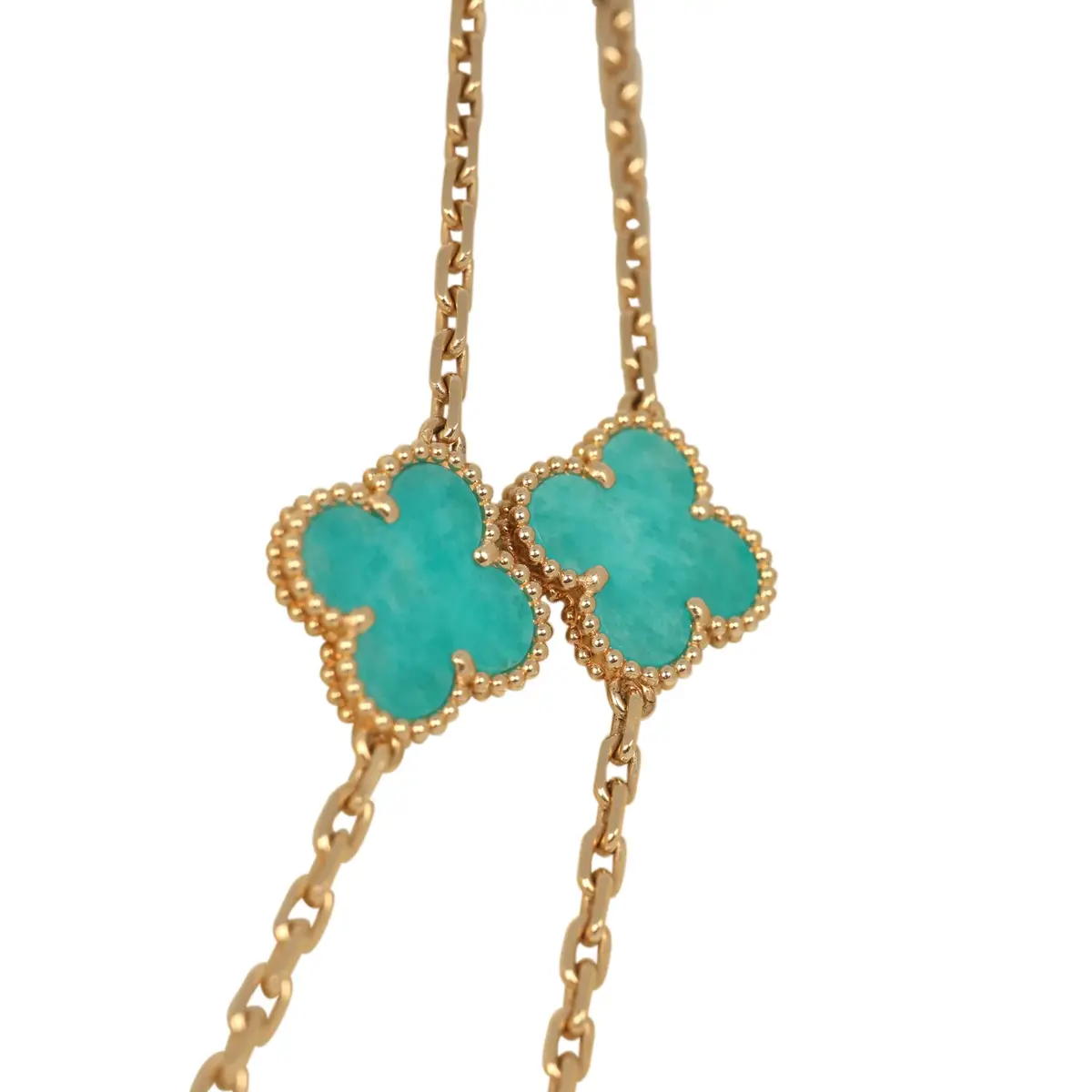 Van Cleef & Arpels Van Cleef & Arpels Vintage Alhambra 20 Motif Long Necklace Amazonite 18K Yellow Gold | Thumbnail 4