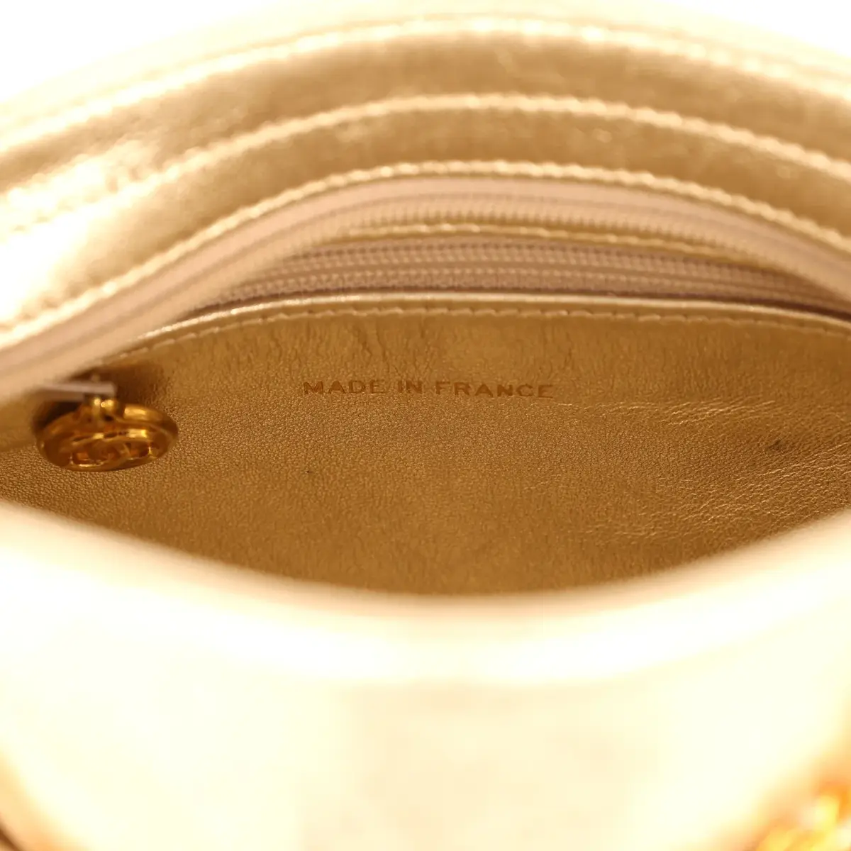 Chanel Vintage Chanel Caged Chain Bag Gold Metallic Lambskin Gold Hardware | Thumbnail 11