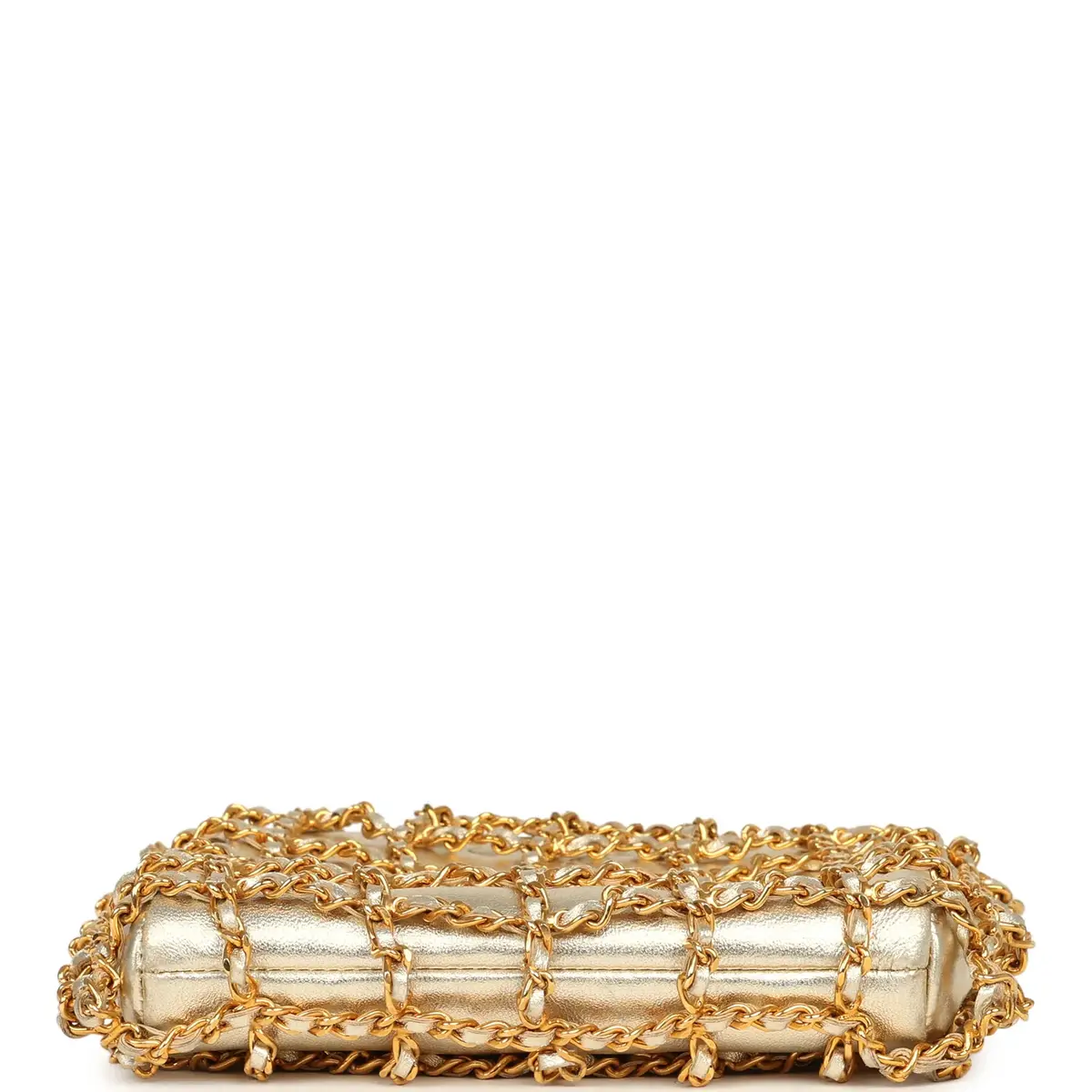 Chanel Vintage Chanel Caged Chain Bag Gold Metallic Lambskin Gold Hardware | Thumbnail 6