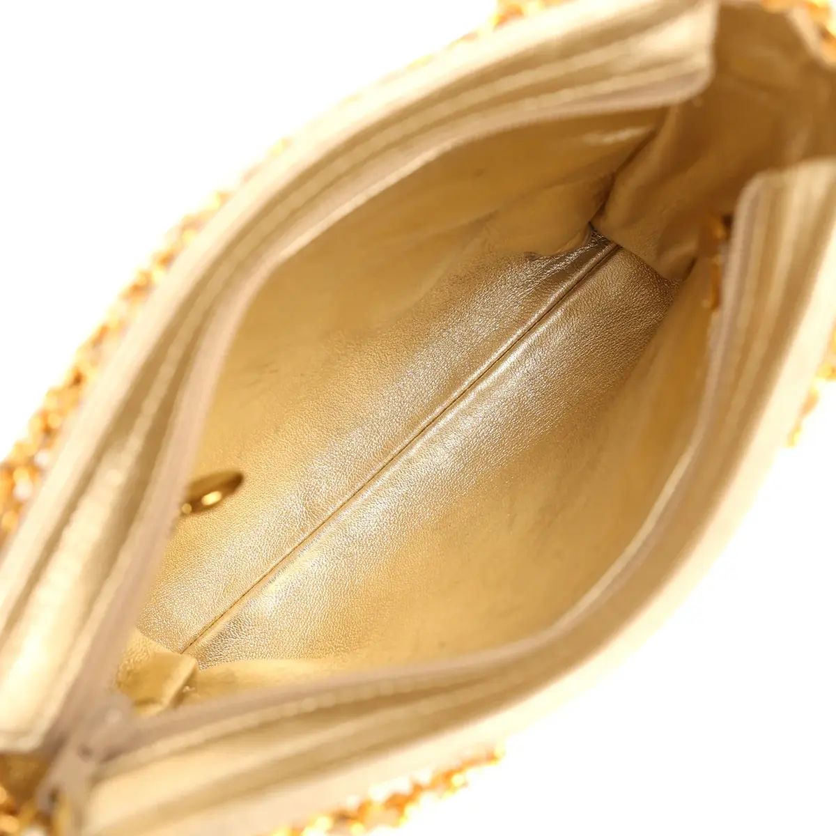 Chanel Vintage Chanel Caged Chain Bag Gold Metallic Lambskin Gold Hardware | Thumbnail 9